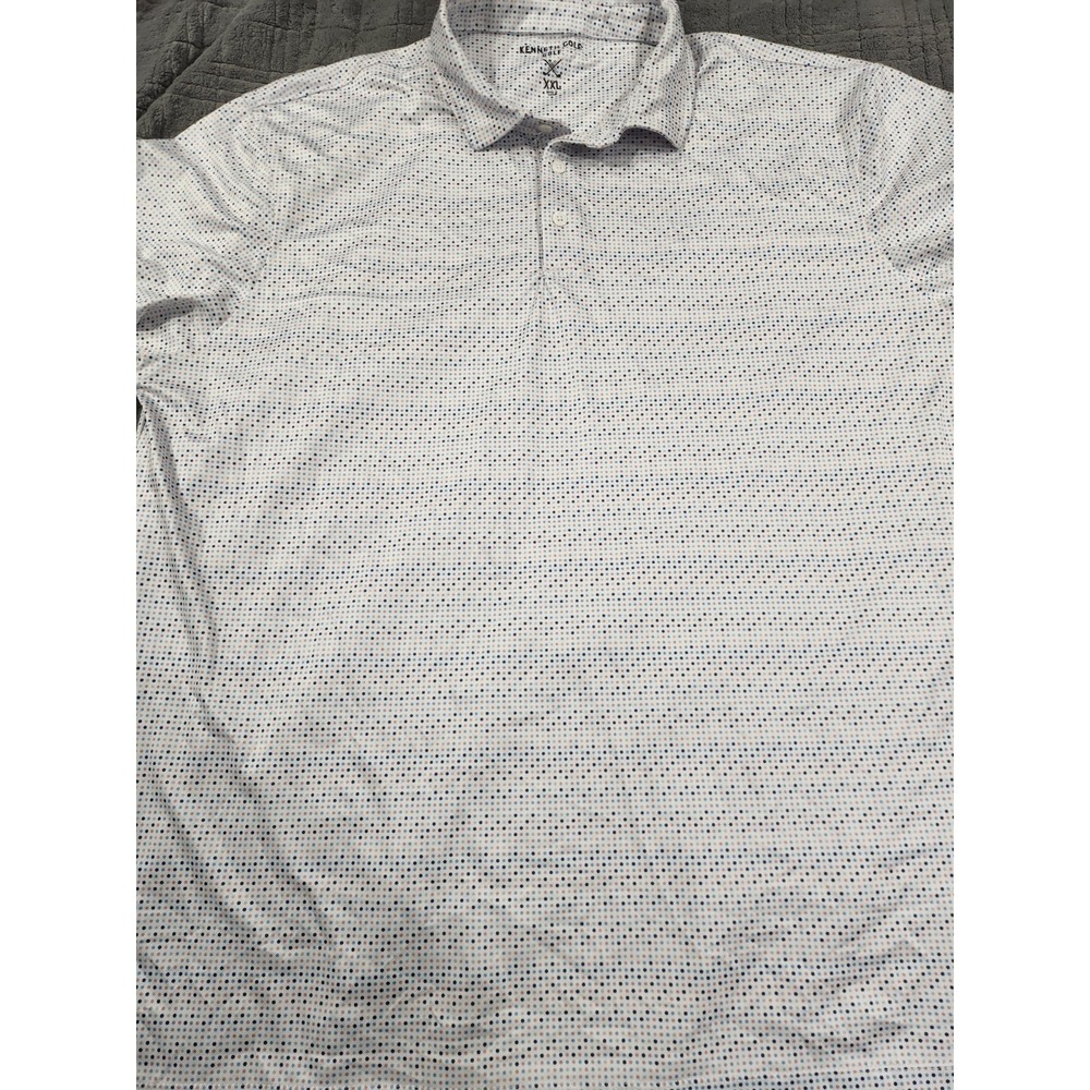 Kenneth‎ Cole Golf Shirt Mens 2XL Performance Polka Dot Lightweight